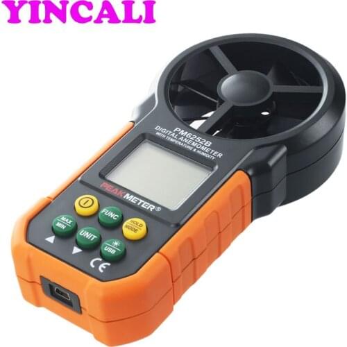 2 Pieces/lot MS6252B Digital Anemometer Wind Speed Air Volume Humidity Measurement Tester Air Temperature Meter with RH USB Port