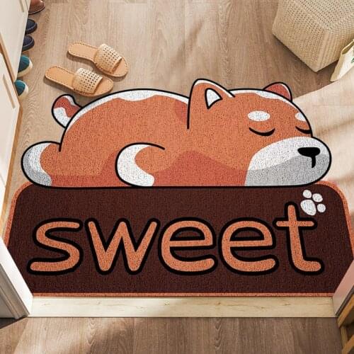 Welcome Cartoon Sand Scraping Dust Door Entrance Doormat Hallway Bath Non-slip Rug Dust Removal Carpet Wire Loop Footpad Doormat