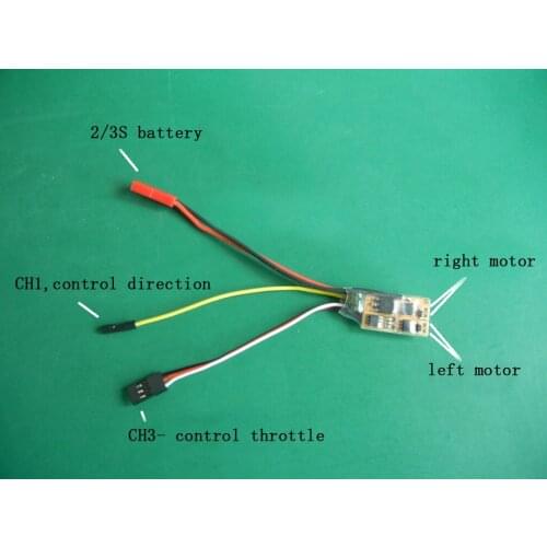 1PC/2PCS 6Ax2 2-3S Dual Motor Brush ESC Electric Speed Controller for 8520/N20/N30 Mixed Control Motor DIY RC Boat/Drone Models