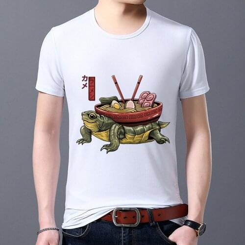 Mens T-shirt Fashion Japanese-style Printed T-shirt Summer High Quality Soft White Wild Mens Short Sleeve Commuter Pattern Top