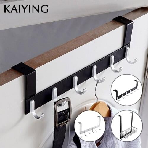 KAIYING Over The Door Hook Hanger,Heavy Duty Organizer Rack for Coat, Towel, Bag, Robe - 6/7 Hooks, Aluminum, Polished Finish