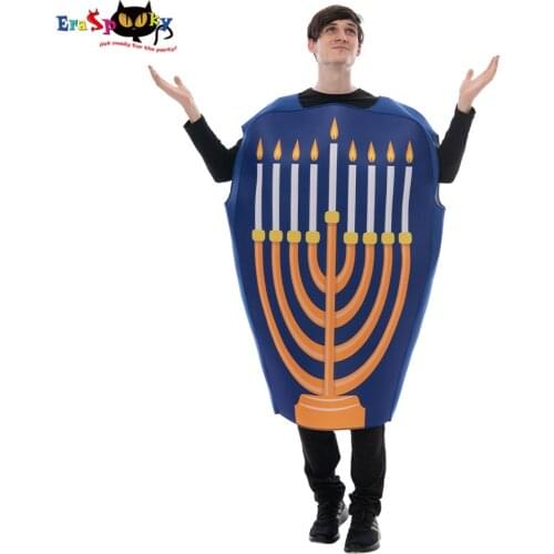 Eraspooky Chanukah Candelabrum Candle Cosplay Purim Hanukkah Carnival Costume Adult Jewish Traditional Religion Party Outfit