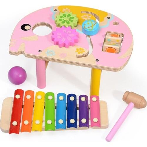 Kidus Pound & Tap Bench with Slide Out Xylophone - Durable Wooden Musical Pounding Toy for Toddlers