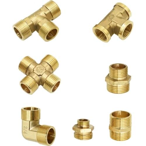 Brass 1/4“ 1/2 3/4 1inch Male Female Thread Connector Elbow Tee Cross Water Splitter Repair Copper Fittings Reducing Connector 1