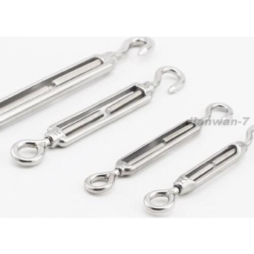 M4 Stainless Steel 304 Hook & Eye Turnbuckle Wire Rope Tension, 3 pcs