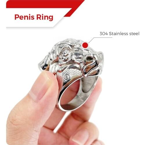 Metal Bull Head Penis Lock Ring Stainless Steel Male Cock Ring Delay Ejaculation Cockring Chastity Cage BDSM Sex Toys For Men