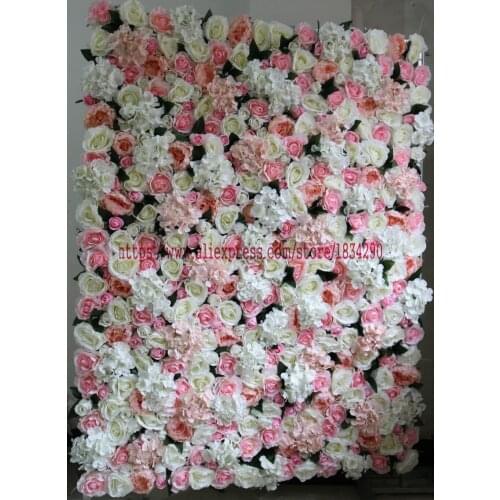 Mixcolor 10PCS / lot Artificial silk Hydrangea Rose Peony with leaves flower wall Wedding background decoration flower runner