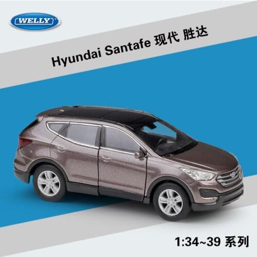 Welly 1:36 Simulation Metal Model Car Toy For Hyundai Santafe Alloy Car Toy Model with Pull back function For Kids Gift