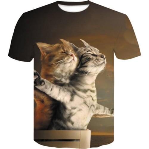 Fashion 2021 New Cool T-shirt Men/Womentwo cat 3d Print Short Sleeve Summer Casual Tops Tees T shirt Streetwear animal t-shirt
