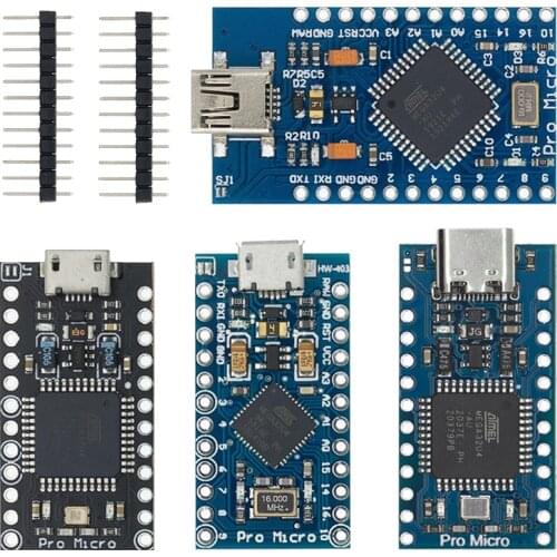 Pro Micro ATMEGA32U4 5V/16MHZ Module With the Bootloader for Arduino MINI USB/Micro USB with 2 Row Pin Header for Arduino