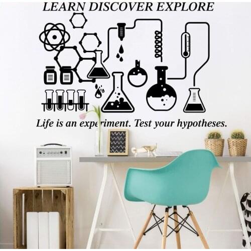 Science Chemical Lab Learn Discover Explore Quote Wall Decal Classroom School Chemistry Science Inspirational Quote Wall Sticker