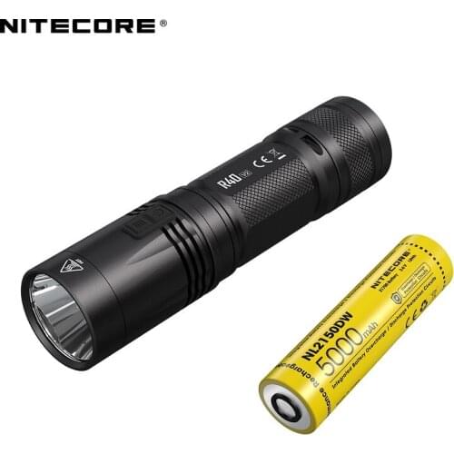 NITECORE R40 V2 1000 Lumens CREE XP-L HI V3 LED Inductive Wireless Charging Flashlight with NL2150DW 5000mAh Batter