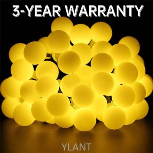 Ylant New Solar String Lights 50 LED White Ball Waterproof Fairy Christmas Tree Party Wedding New year Decoration Garland