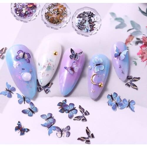 New 100 Pcs Butterfly Sequins 3D Nail Art Decorations Emulational Design Japanese Style Manicure Design Accessories