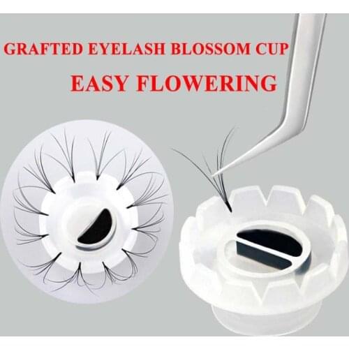 LASHPLUS 50Pcs Eyelash Extension Glue Cup Lash Blooming Lift Plastic Eyelash Glue Holder Eyelashes Adhesive Stand Cup