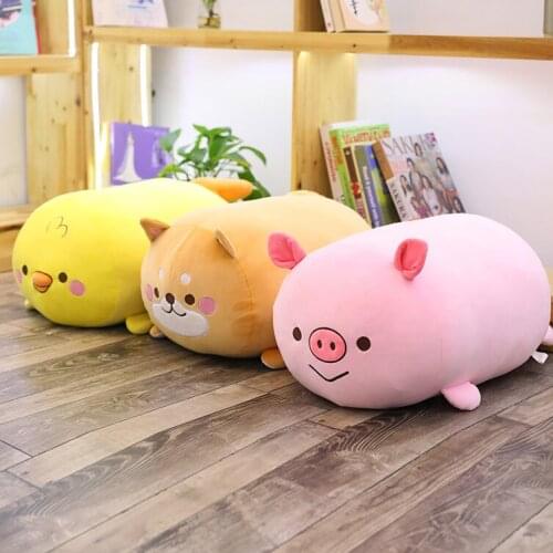 Cartoon Pillow Cushion Fatty Animals Plush Toys Cute Lying Pig Chicken Dinosaur For Girlfriends Birthday New Year Present Gift