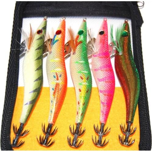 5PCS Fishing wood Shrimp lure Lures Squid bait hook Crankbaits 13cm 19.5g Free shipping