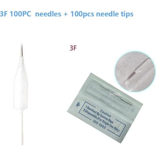 3F (Needles +Tips Each 100pcs ) Professional Permanent Makeup Machine Needles Caps Tattoo Needles For Eyebrow Lips