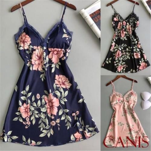 Sexy Lingerie Women Silk Lace Floral Robe Dress Babydoll Nightdress Female Nightgown Sleepwear Summer 2020 New