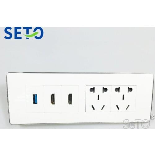 SeTo 118 Type Double Five Hole Power Socket + Double HDMI + 3.0 USB Outlet Wall Plate Keystone Faceplate