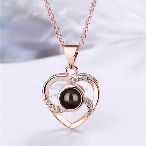 SHQIYAYI I Love You Necklace Pendents Silver 925 Heart Romantic Wedding Women Girl Friend Gifts Jewelry Fashion CZ Crystal 536