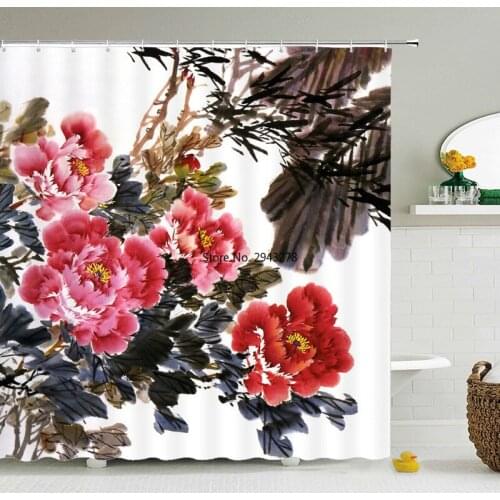 Floral Flower Pattern Shower Curtains Bathroom Curtain Waterproof 3d Print Bath Curtain Polyester Fabric With 12 Hooks 180*180cm