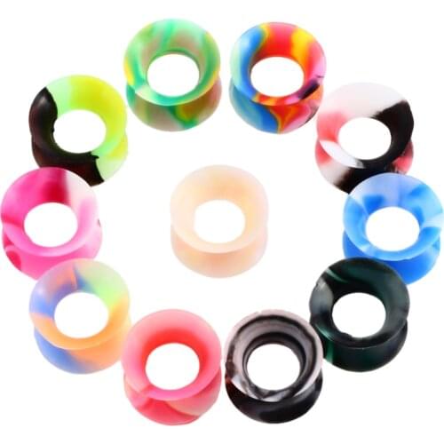 22pcs/lot Silicone Ear Piercings Flexible Ear Plugs and Tunnels Thin Flesh Ear Gauge Ear Expander Earlets Earrings Body Jewelry