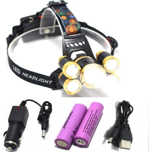 LED Headlamp 15000LM 3T6/5T6 Chips Headlight Rechargeable Zoom Head Light Flashlight Hunting 18650 Battery