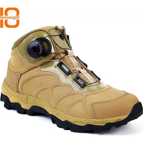 TENNEIGHT Tactical Military Combat Boots Male quick reaction boots lacing system Snow hiking shoes breathable mens sports shoes