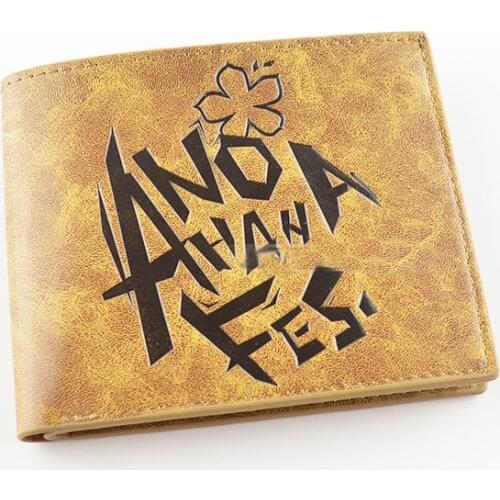 Thin type khaki PU short wallet with Japanese Anime The Flower We Saw That Day