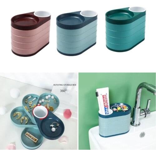 Desktop Rotating Jewelry Box Desktop Shelves Jewelry Storage Box Pen Holder Storage Cosmetic Sundries Sorting Box