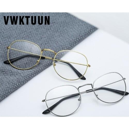 VWKTUUN Sunglasses Women Round Glasses Frames Metal Myopia Optical Eyeglasses Frames Oversized Artistic Students Glasses Frame