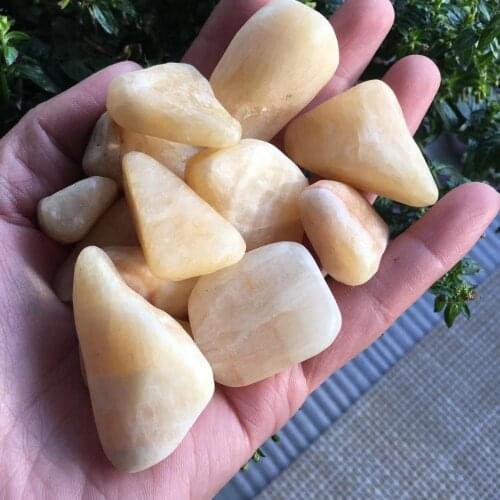 Yellow jade tumbled stones natural quartz crystals healing reiki garden home decoration