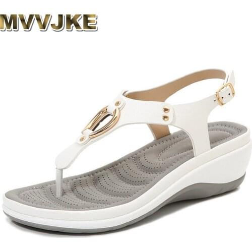 MVVJKE New Women Sandals Thongs Casual Flats Outdoor Fashion Women Summer Beach Shoes Shoes For Women Wedge Shoes Woman