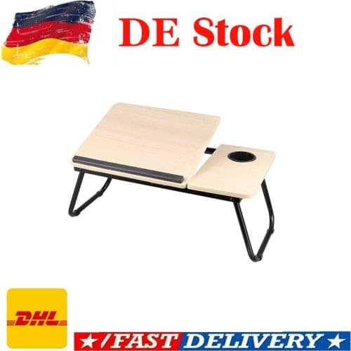 1PC Folding Computer Desk 4 Levels Adjustable Lift Computer Book Laptop Stand Cup Tray Table for Bed Sofa (Sky-blue)