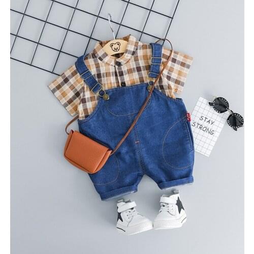 2021 Summer Fashion Baby Clothes Overalls + T-shirts 2Pieces Teenagers Clothes Baby T-shirts Clothing Sets For Boys 1-4 Age