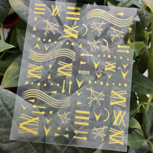 3D Stickers for Nails Golden Geometry Line Letter Design Nails Art Decoration Manicure Stickers Sliders Nail Foil Accessories