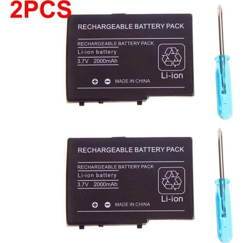 2pcs 2000mAh 3.7V Rechargeable Li-ion Battery Pack For Nintendo NDS DS Lite Replacement Battery with screwdriver for NDSL DSL