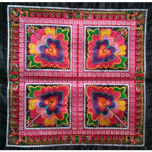 Miao stitch satin fabric embroidery patch garment bag home textile applique trim ethnic nepal tribal india boho gypsy hmong DIY