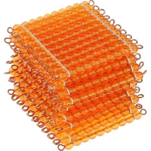 9pcs Beads Block One Hundred Beads Orange Montessori Educational Material Education Math Exercise Toy for Children