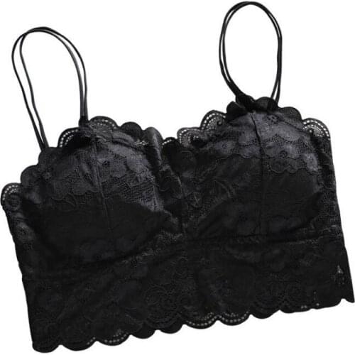 Women Sexy Dance Lace Tube Top Strapless Sleeveless Sports Bra Elastic Wrap Chest Underwear For Girls Detachable Chest Pad