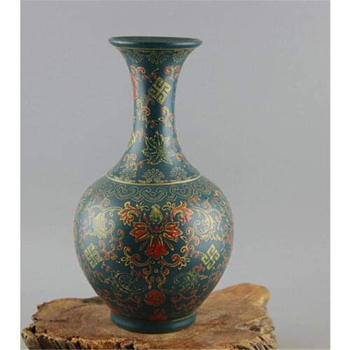 Jingdezhen Antique Enamel Vase Yong Zheng Green Glaze Vase With Flower Pattern Imitation of Ancient Porcelain Kiln Antique