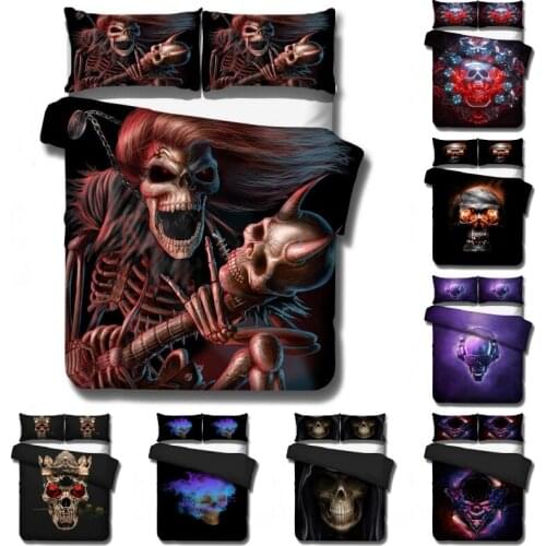 Ghost Crossbones Skull Head Bedding Sets Kids Duvet Covers Pillowcases Comforter Cover Halloween Bedclothes For Boys Children