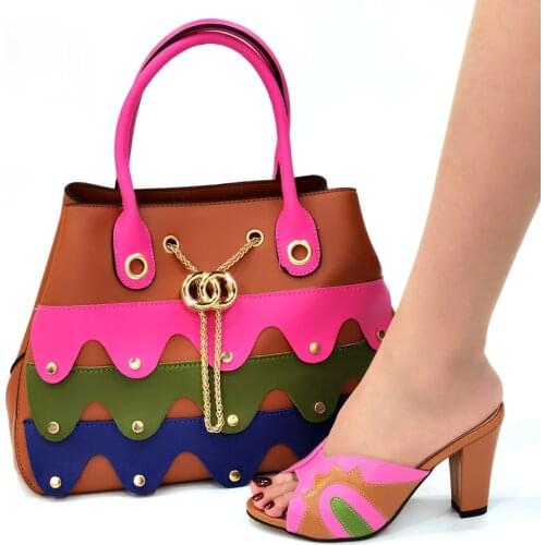 Doershow New Arrival Shoes and Bag Set African Sets 2021 Nigerian Women Shoes and Matching Bags Set for wedding! SJB1-40