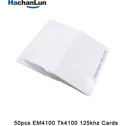 HaChanLu 50Pcs 125Khz Access Control Card RFID Tk4100 EM4100 Tag Sticker Key Fob Token Ring Thin Cards Keyfob