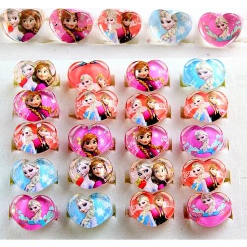 12pcs/lot Frozen Elsa Anna Birthday Party Favors Rings Acrylic Crystal Kids Girls Finger Rings Baby Party Decor Gifts Supplies