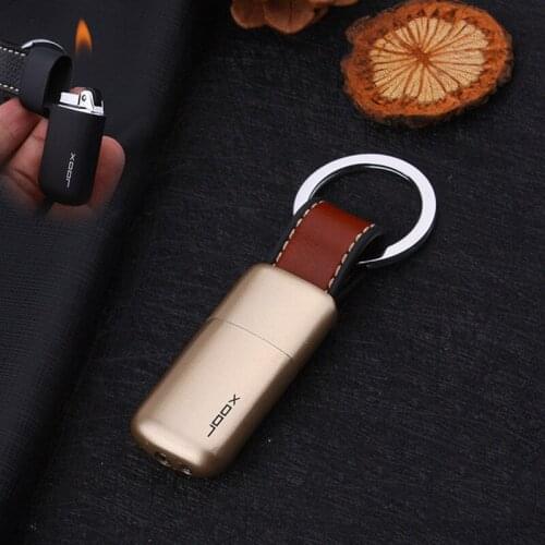 Leather Keychain Flint Jet Lighter Gas Torch Lighter Mini Pocket Pendant Free Fire Cigarette Lighter Gadgets For Man