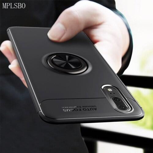 MPLSBO Magnetic Phone Case for Huawei P20 lite Soft TPU Silicone + Built-in Metal Ring Case for huawei P20 / P20 Pro Back Cover