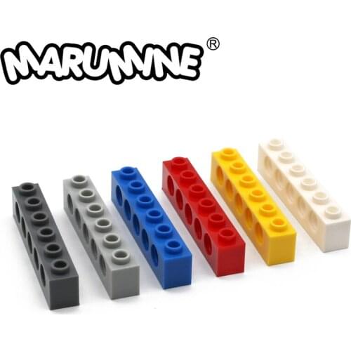 MARUMINE 30PCS/Lot Technic Brick 1 x 6 with Holes Building Blocks Accessories 3894 Educational Classic STEM Toys for Boys Girls