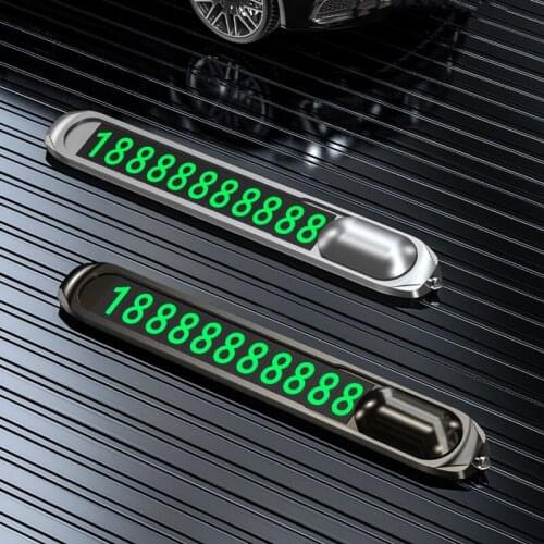 Metal Luminous Car Temporary Parking Telephone Phone Number Card Plate Auto Creative Parking Plates Card With Safety Hammer